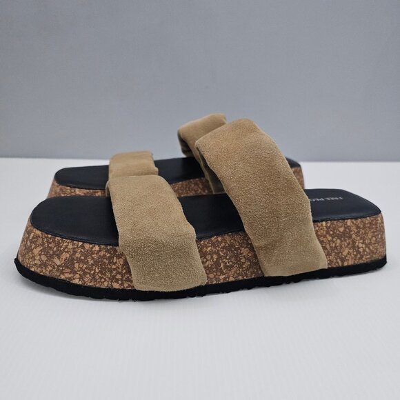 NEW Free People Fairmount Sandal Womens 10 Taupe Tan Suede Cork Platform Slide - Picture 1 of 13